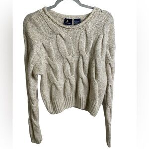 Liz Sport Cozy Beige Cable Knit Sweater
